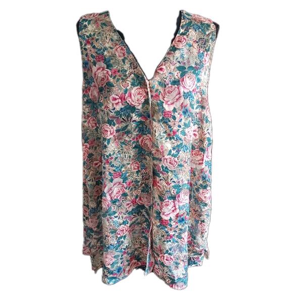 Vintage Victoria Secret Gold Label Croquette Romantic Floral Sheer Tunic Sz M/L - Picture 1 of 11